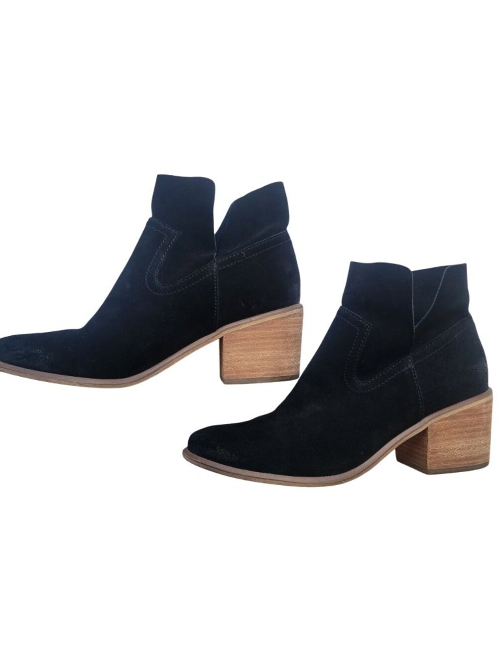 BP black suede ankle booties, crafted from soft black suede stacked block Sz 8 - Picture 2 of 7
